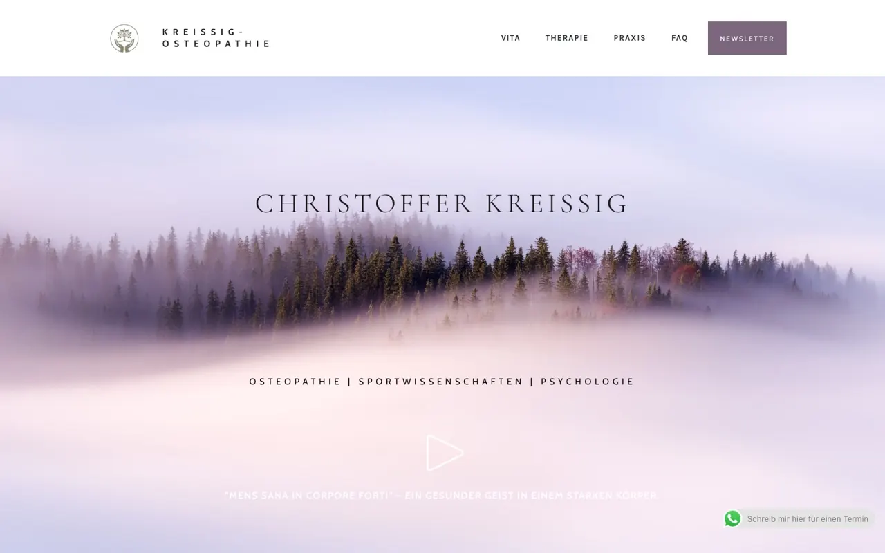 Webseite von Kreissig Osteopathie, umgesetzt von Liratech