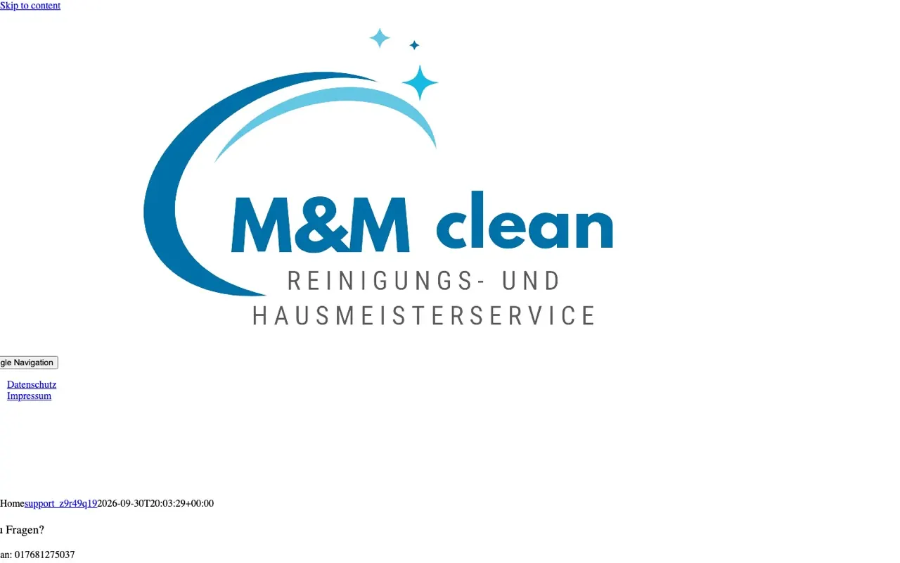 Bisherige Webseite von M&M clean, Relaunch durch Liratech