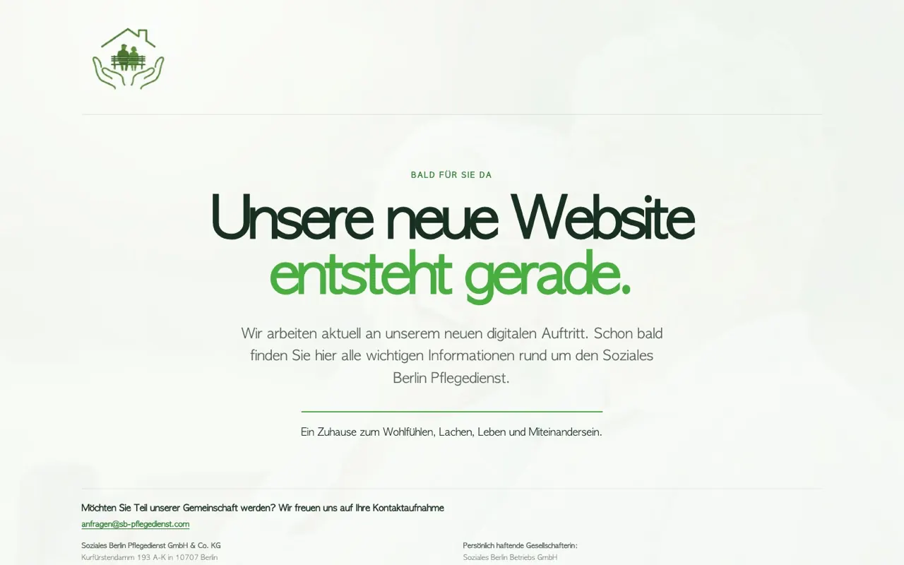 Webseite von SB Pflegedienst Berlin, umgesetzt von Liratech